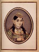 unknow artist A Courtesan of Maharaja Sawai Ram Singh of Jaipur Dressed for the Spring Festival painting